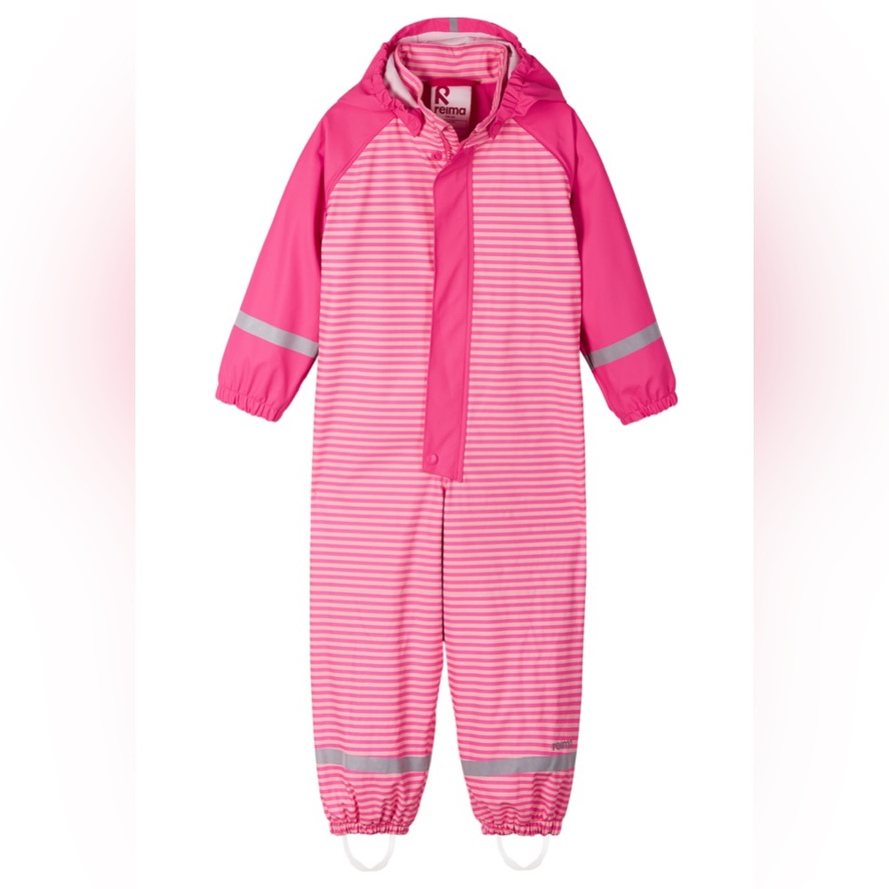 Reima Kids Pink Striped Rain Suit Roiske Lined